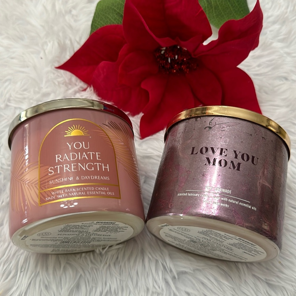 NEW Bath & Body Works BBW Love You Mom Pink Lemonade Scented 3-Wick Candle Lot